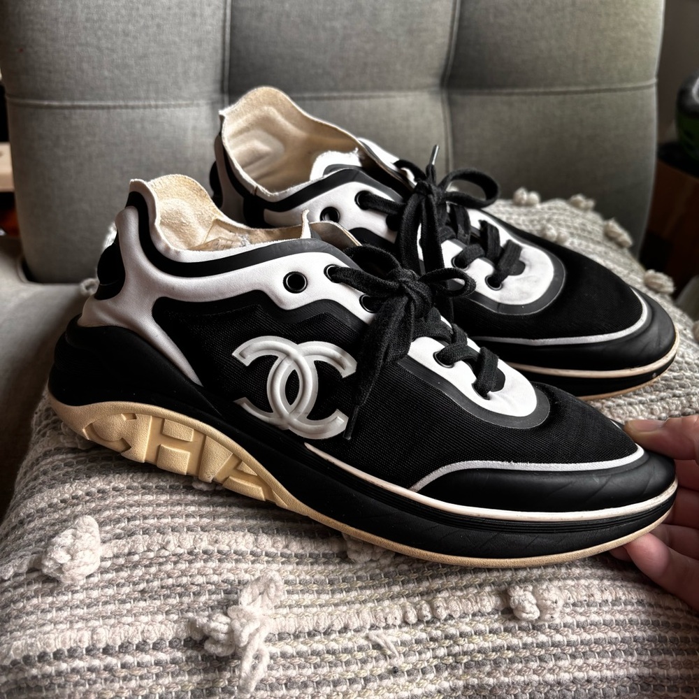 CHANEL Black and White Sneakers